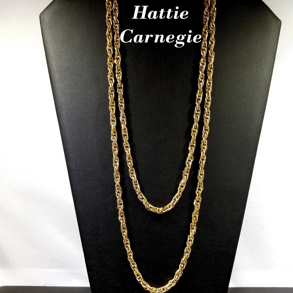Hattie Carnegie Long Chain Necklace, 48 Inch Length Chain, 1970s Vintage Jewelry